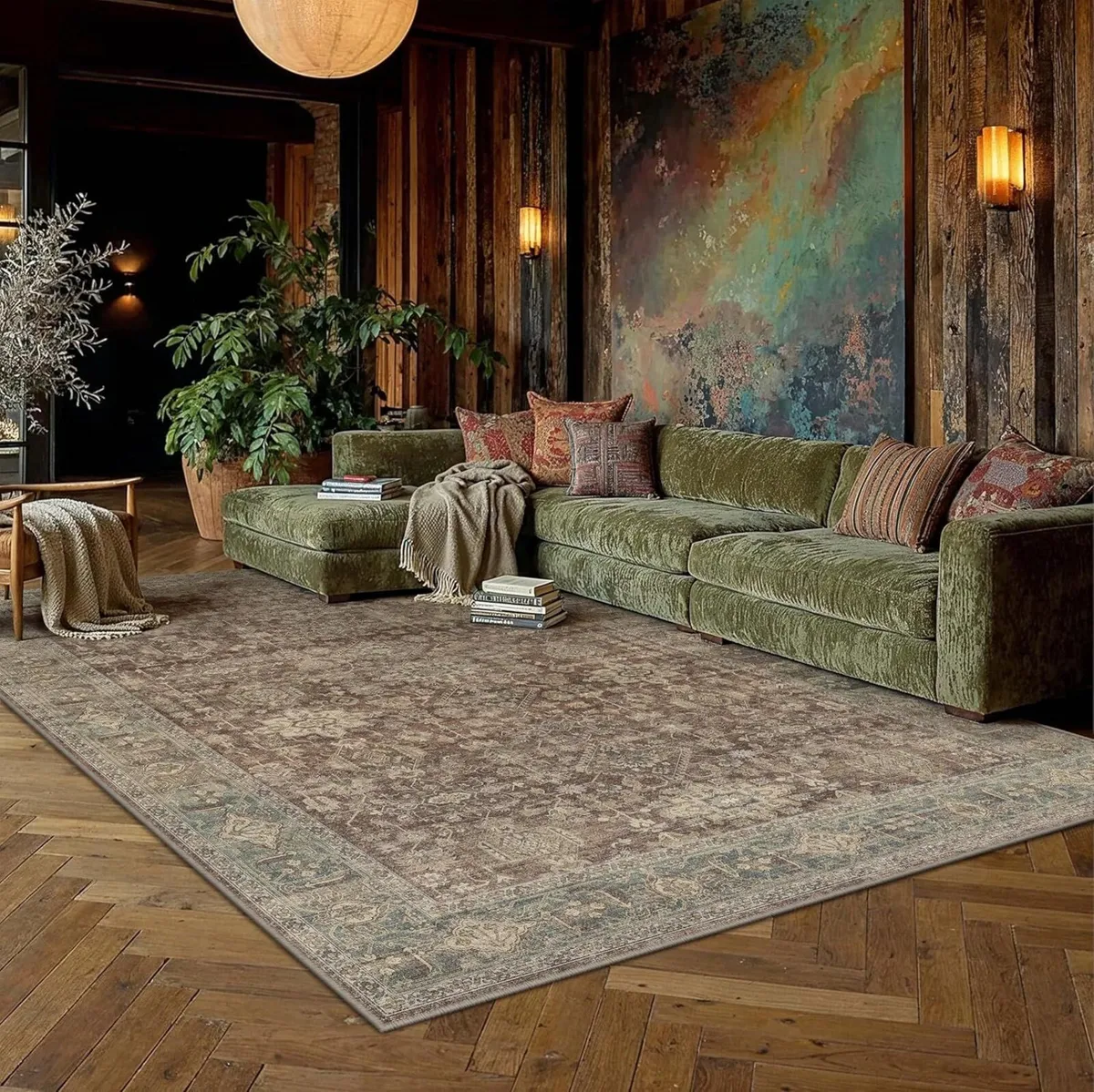 Vintage Living Room Rug 160 x 230 cm Red Washable - Image 1