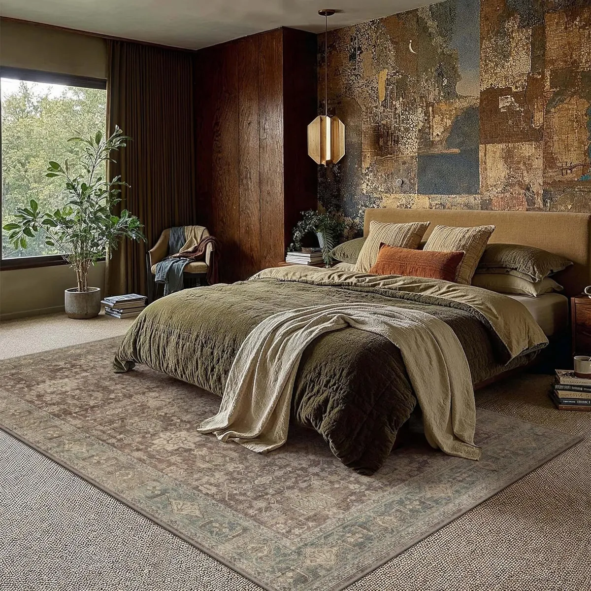 Vintage Living Room Rug 160 x 230 cm Red Washable - Image 3