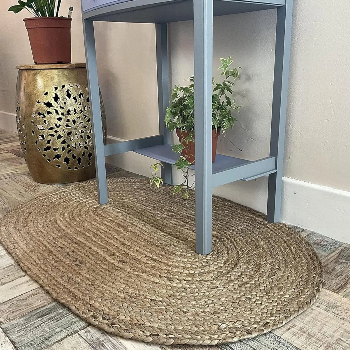 DHAKA Jute Area Rug 100% Natural Fiber Hand Woven - Image 3