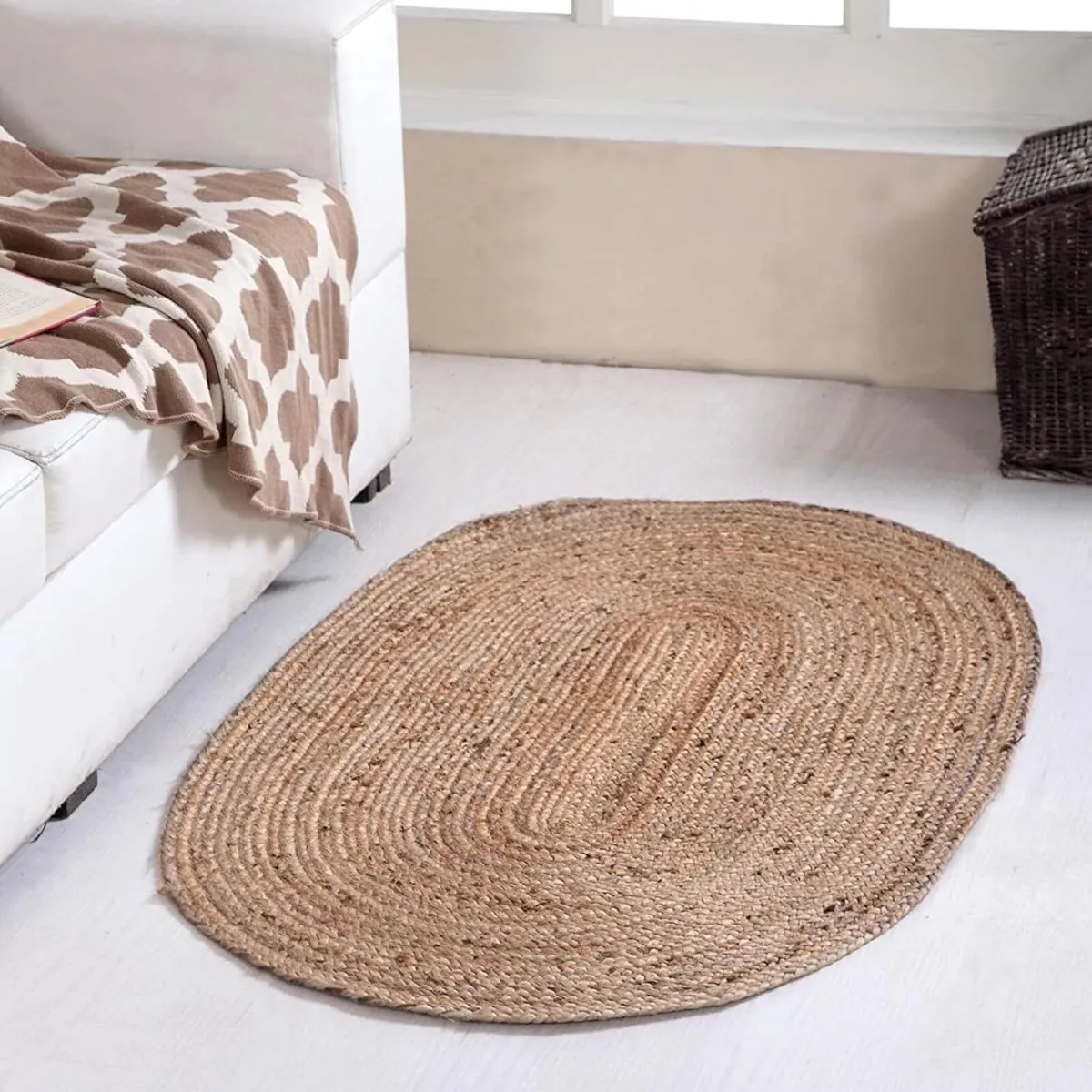 DHAKA Jute Area Rug 100% Natural Fiber Hand Woven - Image 4