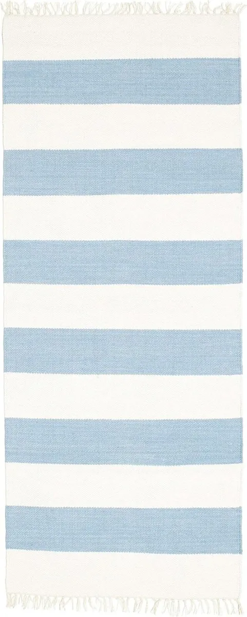 Cotton stripe Rug Kilim Modern 2′7″ x 6′7″ ft - Image 1
