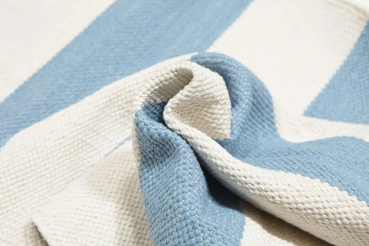 Cotton stripe Rug Kilim Modern 2′7″ x 6′7″ ft - Image 3