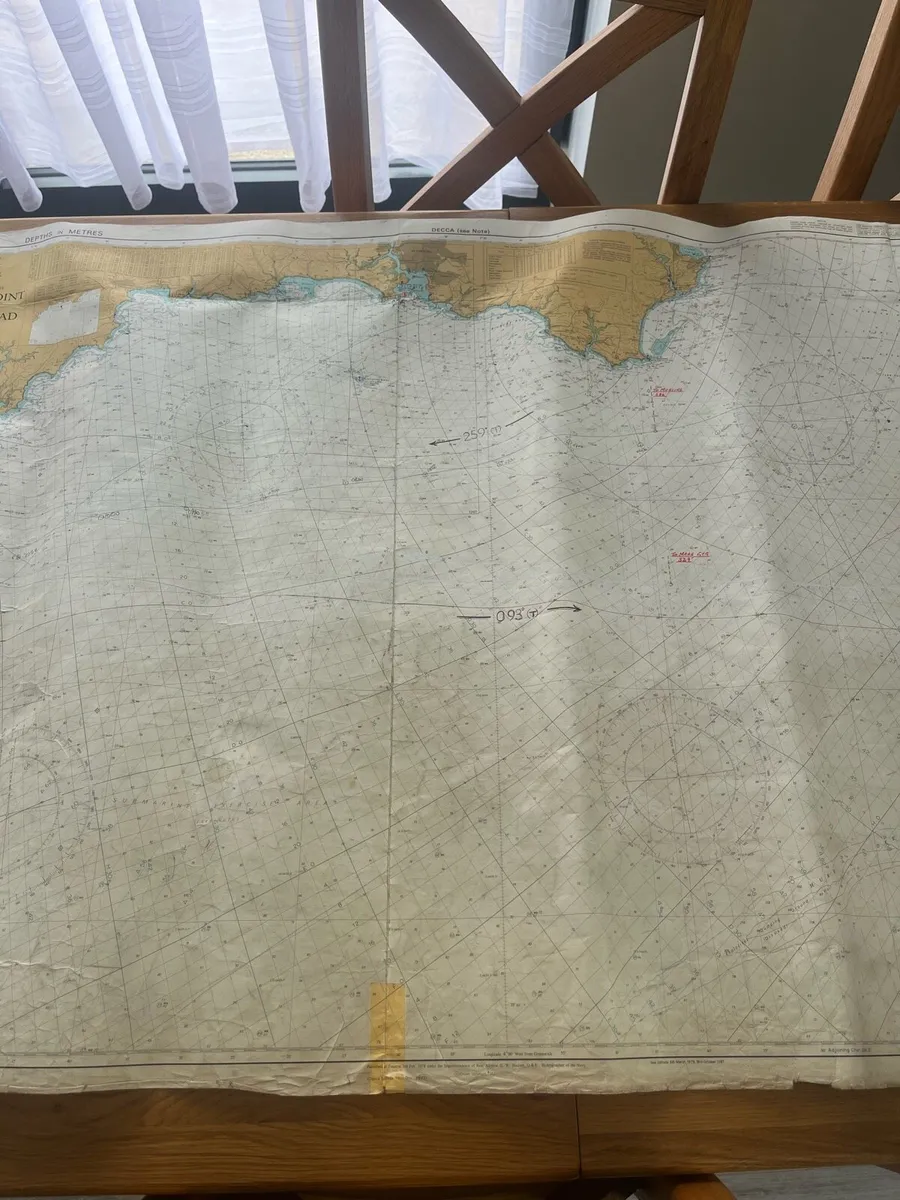 Vintage English Channel Sailing Chart - Image 3