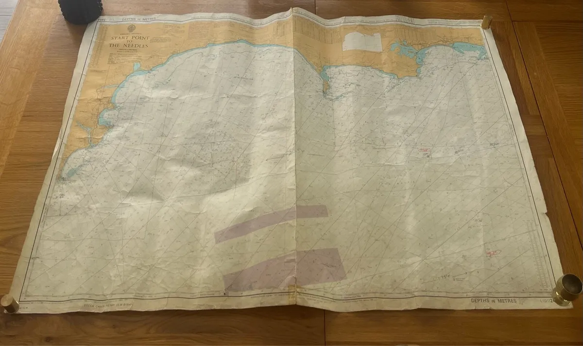 Vintage English Channel Sailing Chart - Image 1