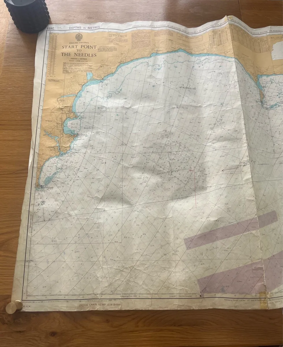Vintage English Channel Sailing Chart - Image 2