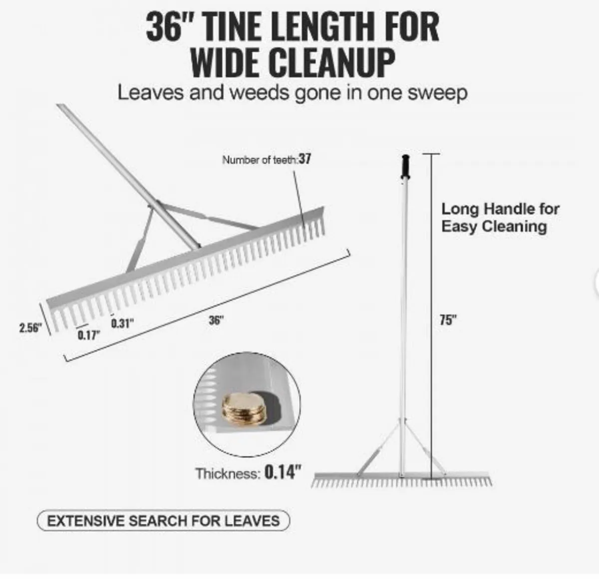 Landscape Rake, 915mm Head Aluminum - Image 4