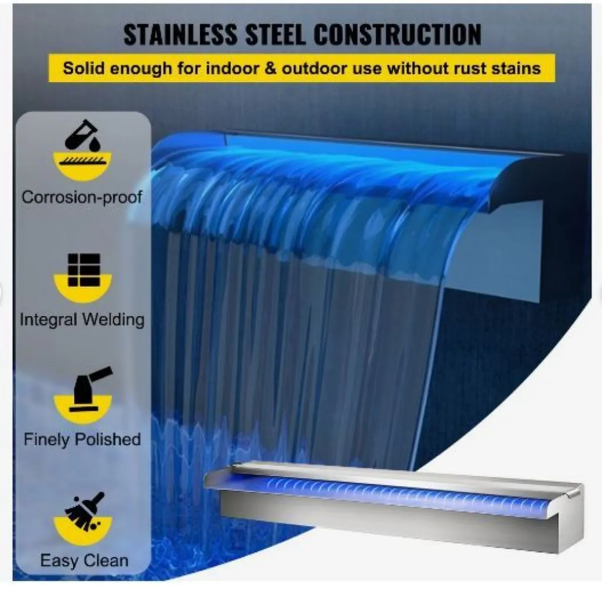 Waterfall Pool Fountain Rectangular & Led - Image 2