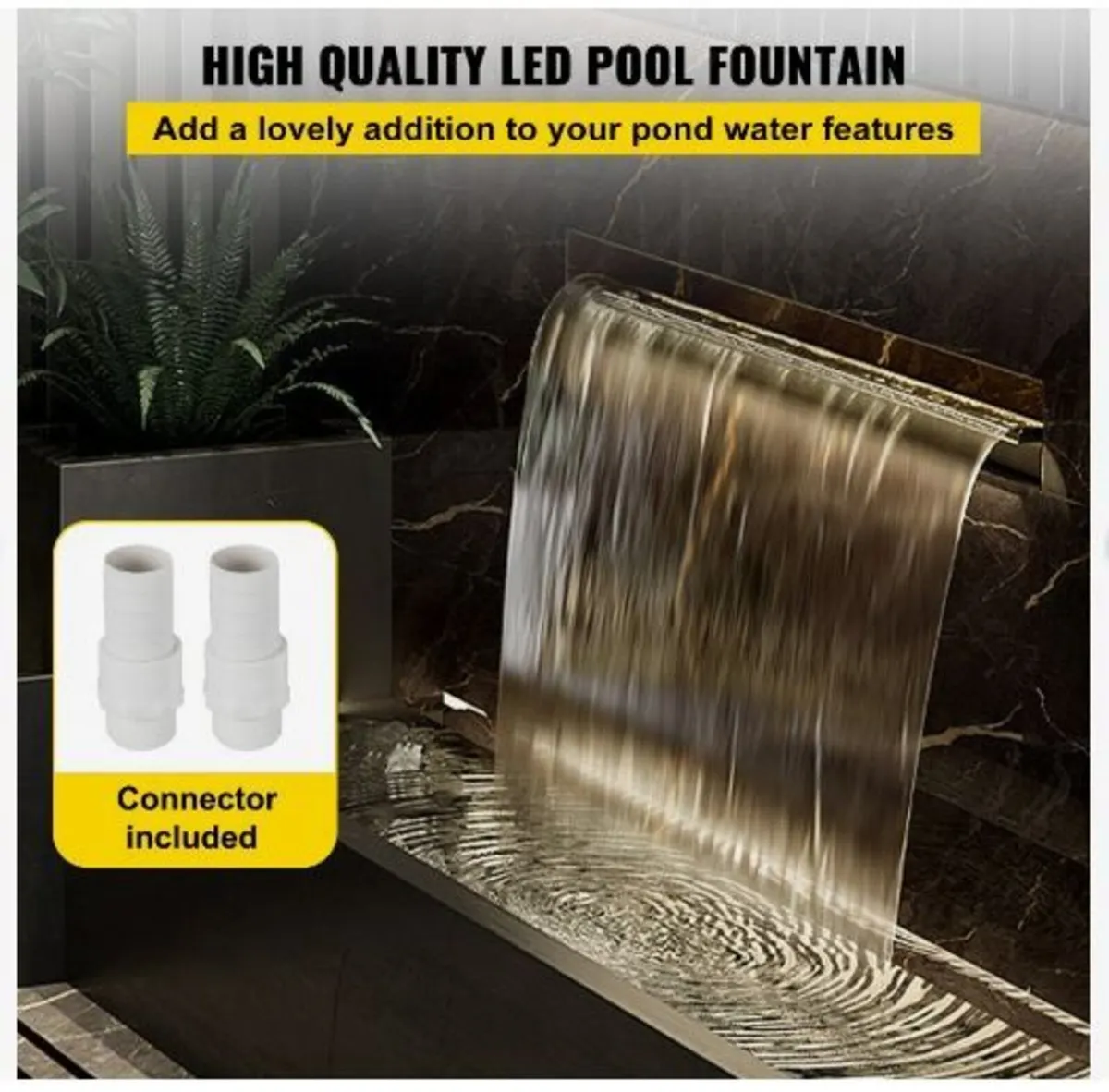 Waterfall Pool Fountain Rectangular & Led - Image 3
