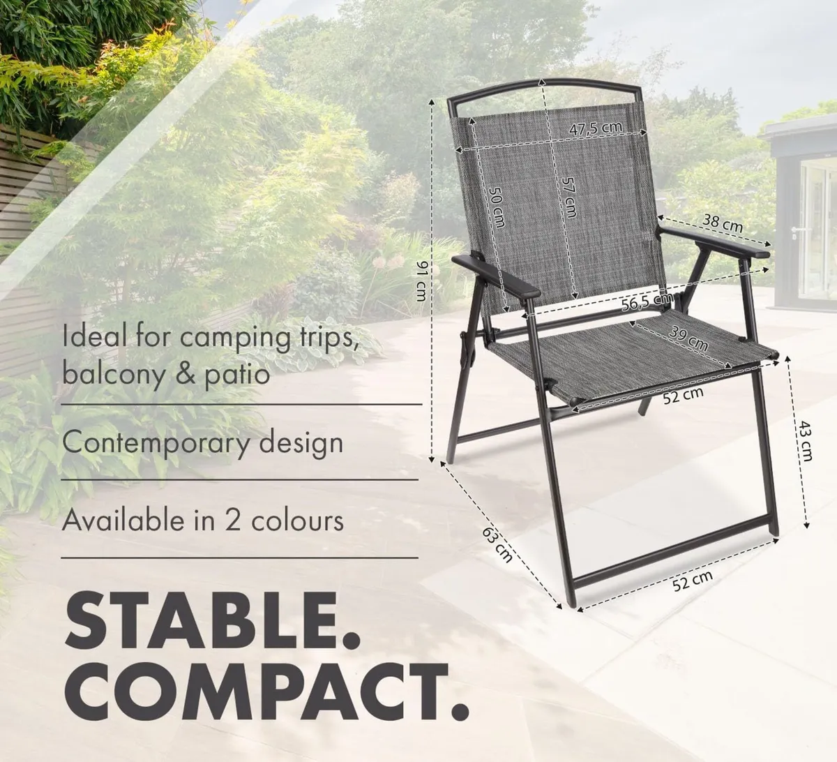 Set of 4 Garden Chairs Bergamo - High- Back - Image 2