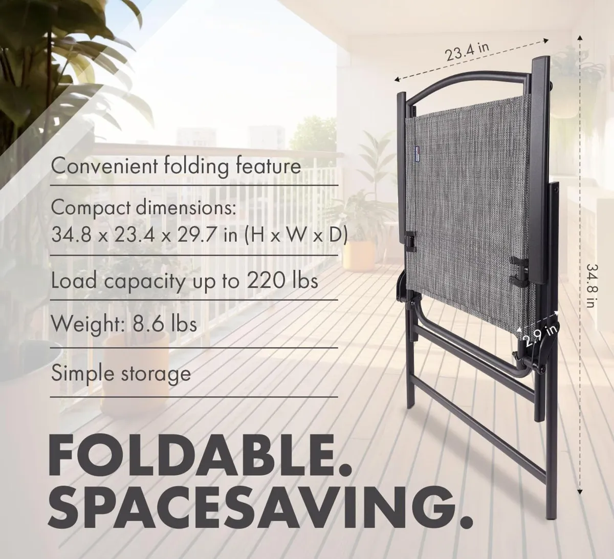 Set of 4 Garden Chairs Bergamo - High- Back - Image 3