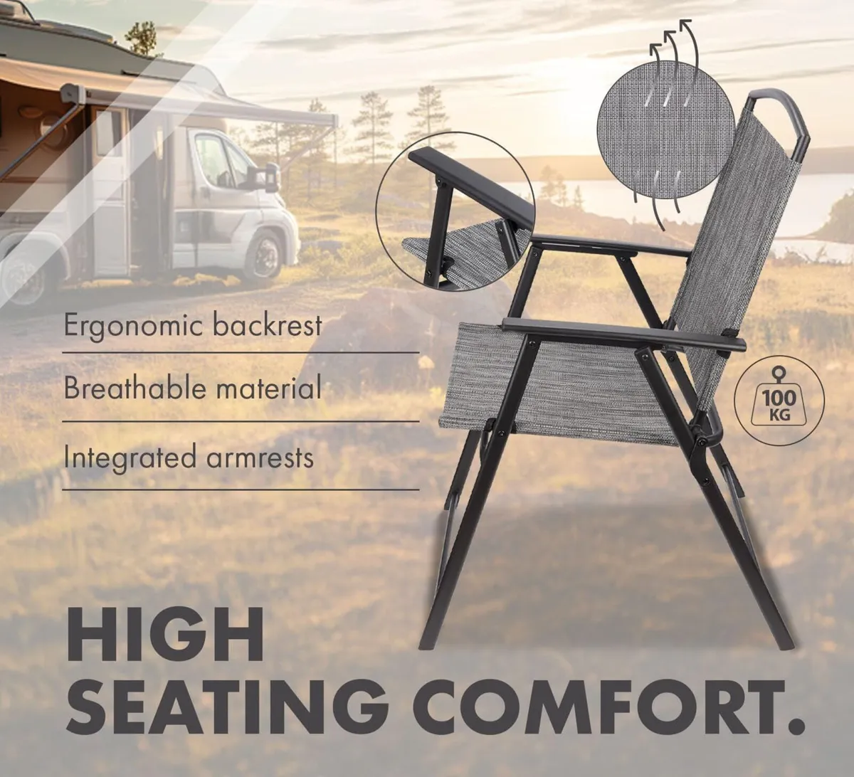 Set of 4 Garden Chairs Bergamo - High- Back - Image 4