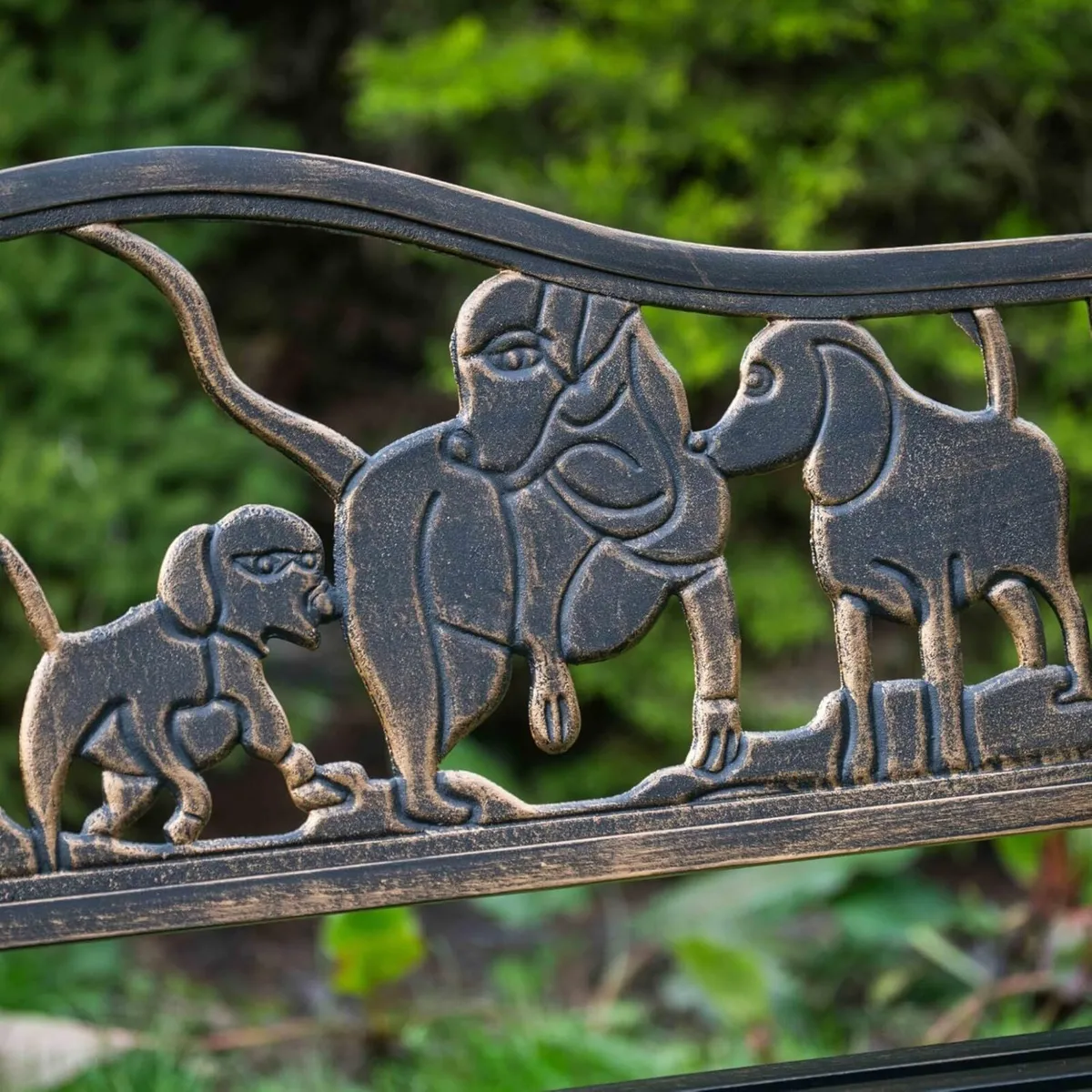 The Garden Marketplace Metal Bench with Cast Iron - Image 3