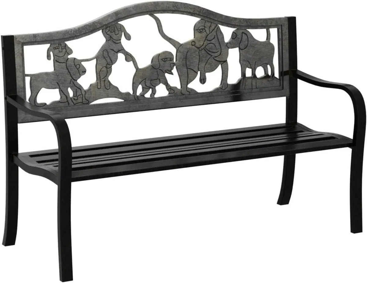 The Garden Marketplace Metal Bench with Cast Iron - Image 4