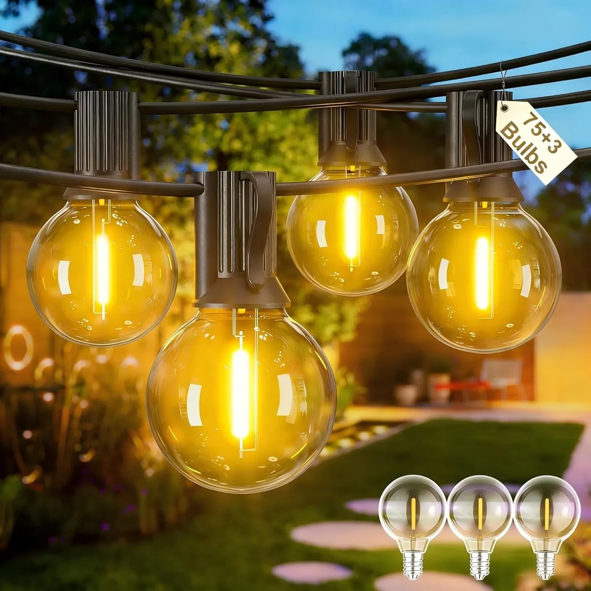 Festoon Lights Outdoor 164FT/50M Garden Mains - Image 1