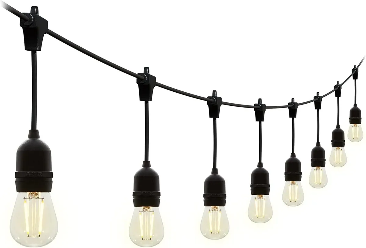 Festoon Outdoor String Lighting (Black) 20m Globe - Image 1