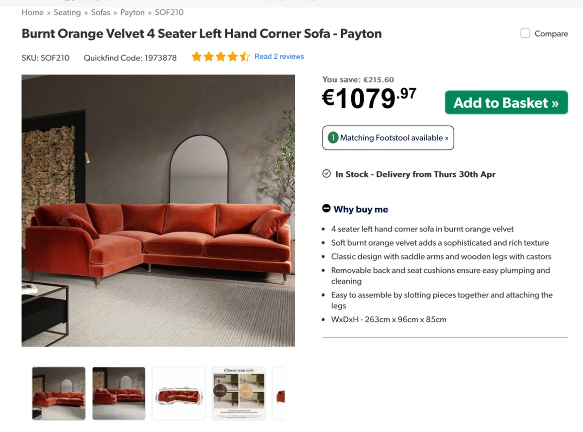 4 seater corner sofa - Image 2