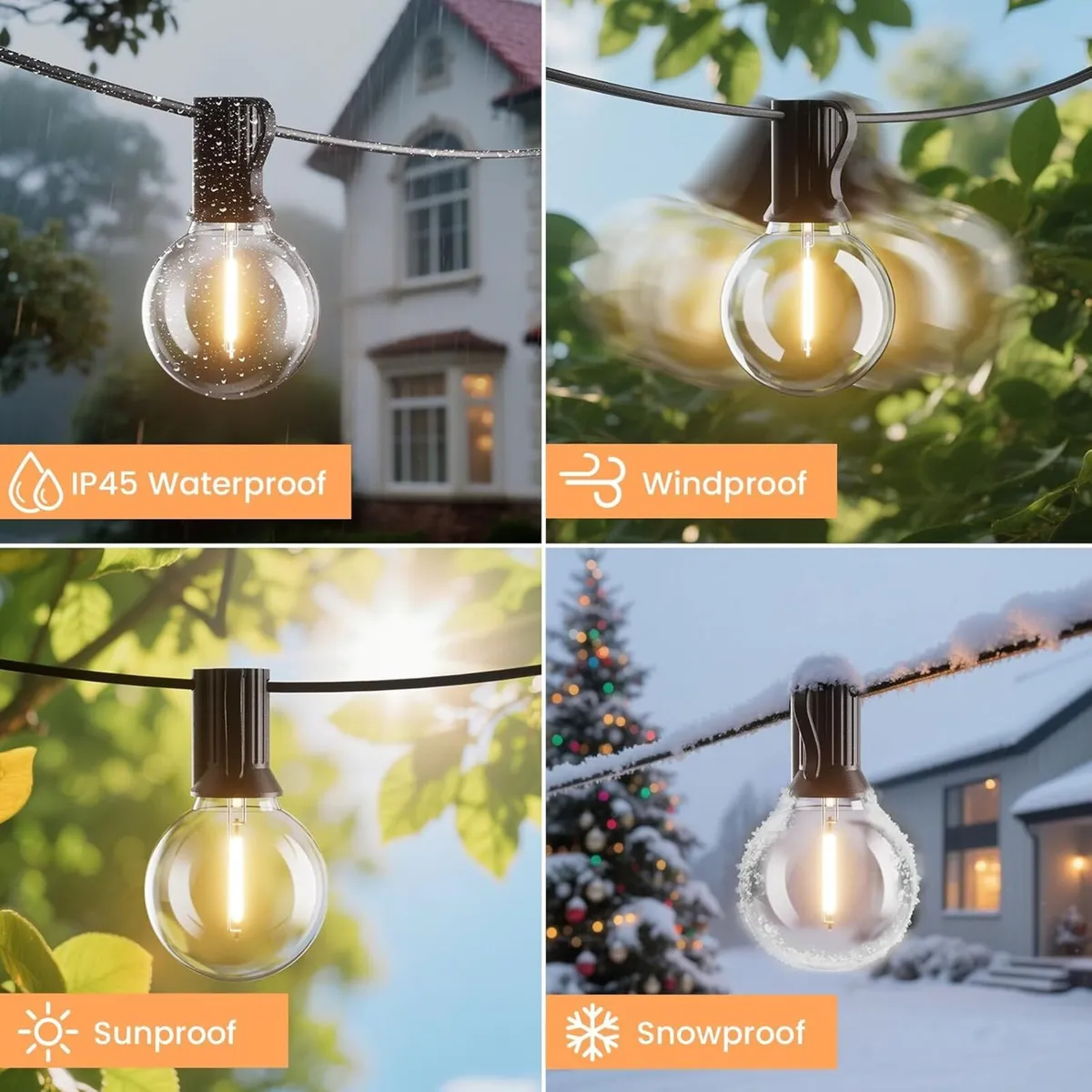 G40 200FT Outdoor Dimmable String Lights Mains - Image 2