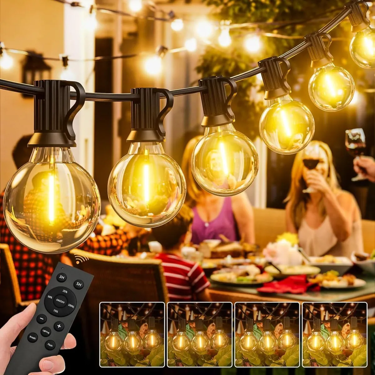 45M 150FT Festoon Lights Outdoor with Remote – - Image 1
