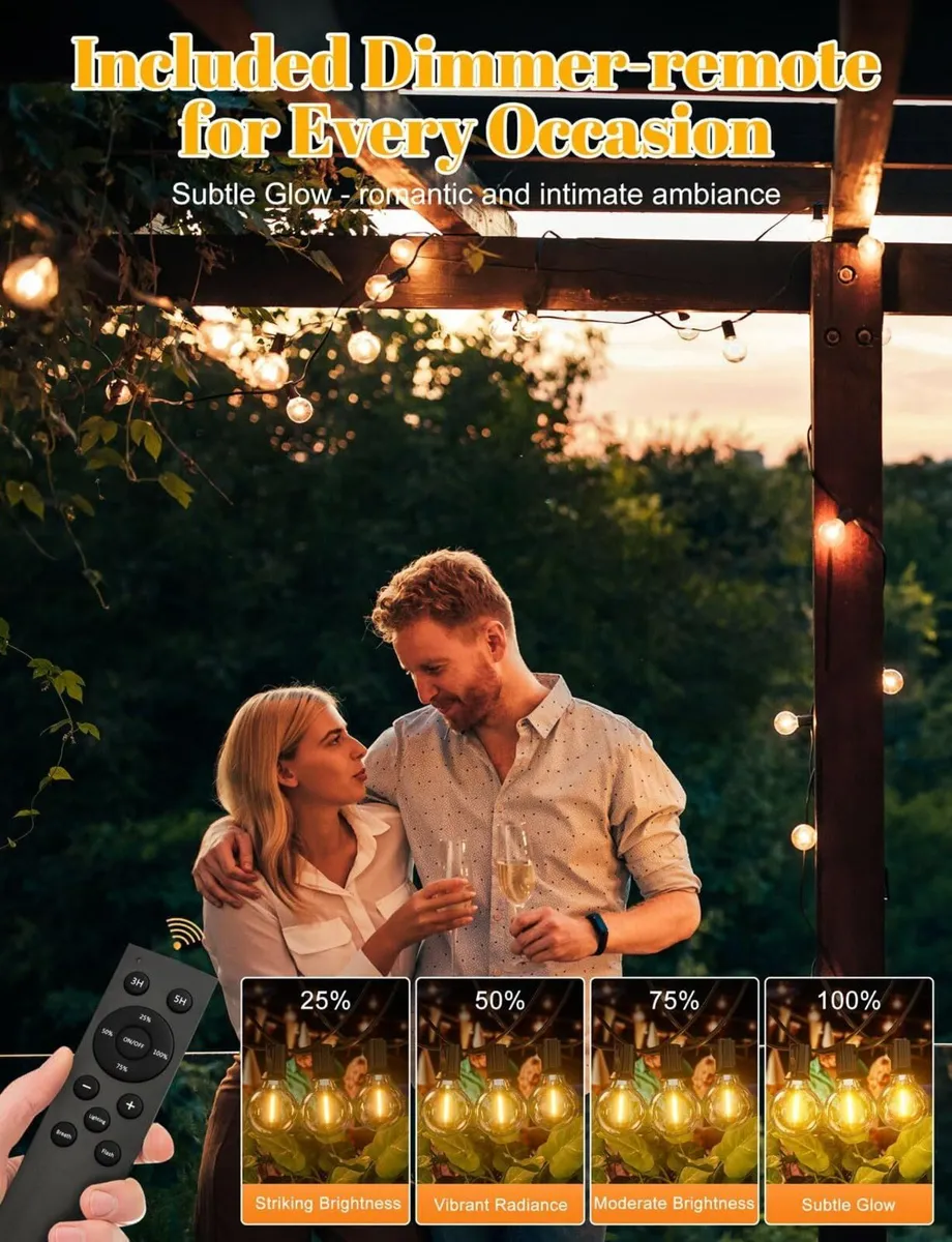 45M 150FT Festoon Lights Outdoor with Remote – - Image 2