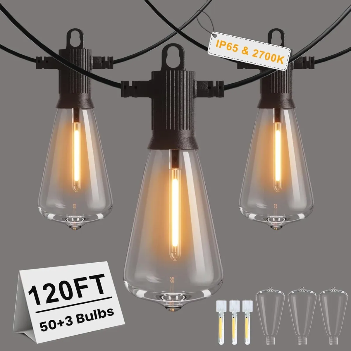 120FT IP65 Outdoor String Lights Mains Powered - Image 1