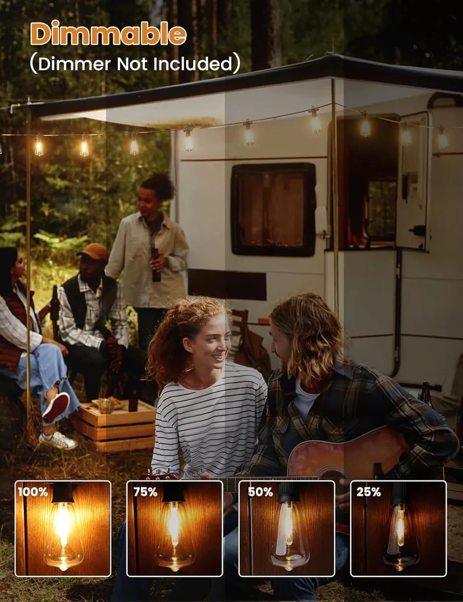 120FT IP65 Outdoor String Lights Mains Powered - Image 4