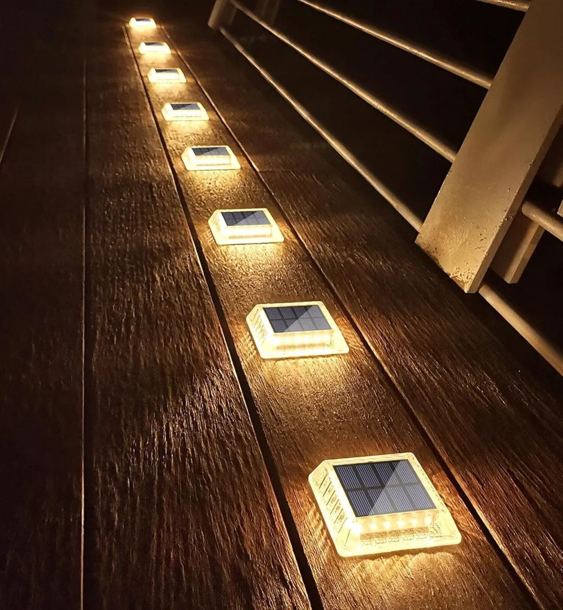 Solar Decking Lights Outdoor Garden 8 Pack 30LM - Image 1