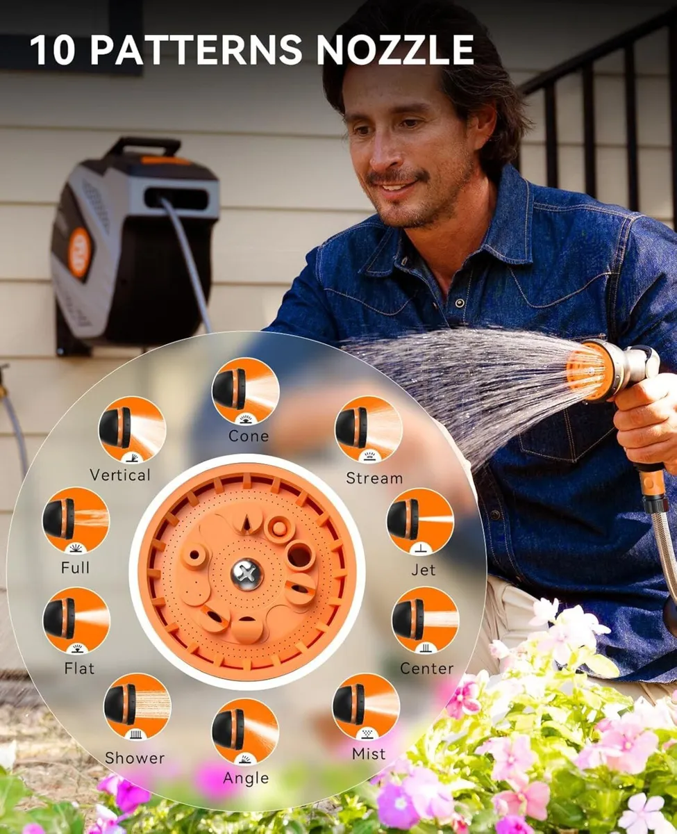 Garden Hose Reel Wall Mounted - 25m+2m Retractable - Image 2