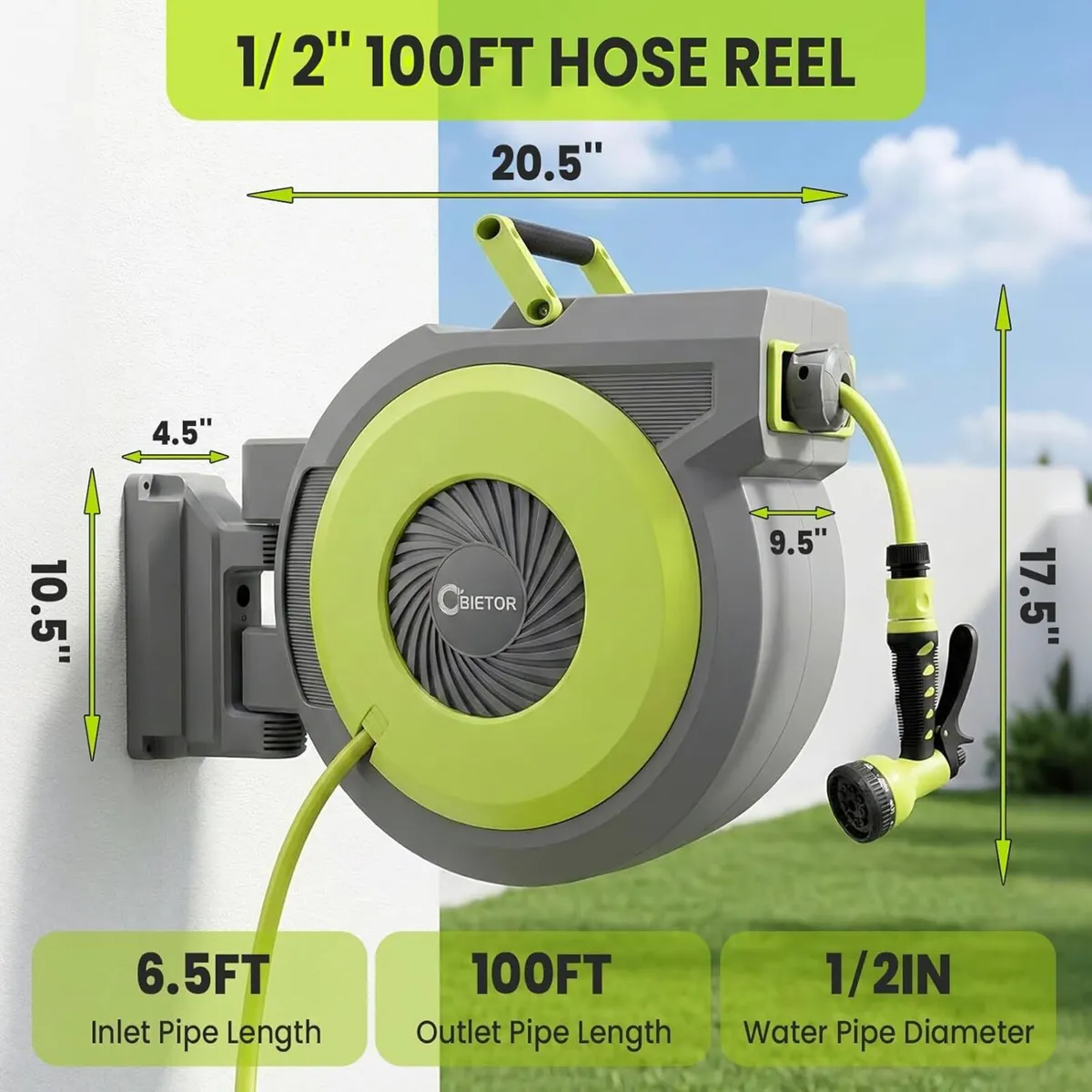 Retractable Garden Hose Reel Wall Mounted Heavy - Image 2