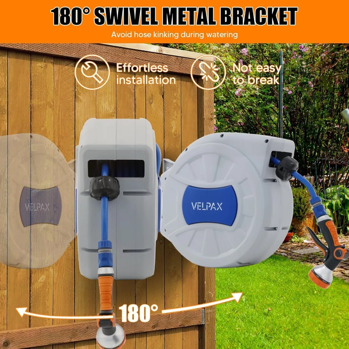 Retractable Hose Reel Wall Mounted 30m Garden - Image 4