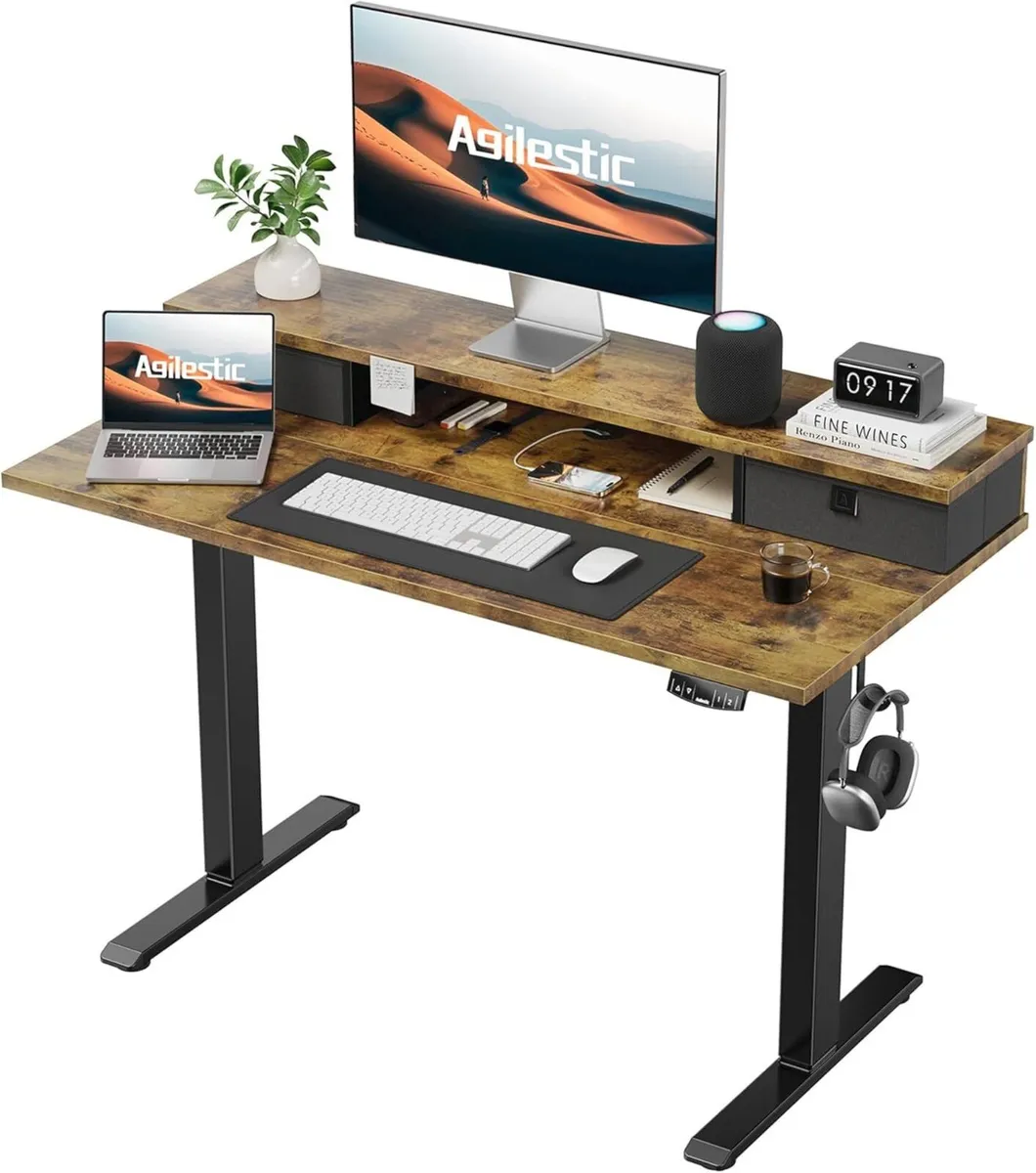 Electric Adjustable Height Desk with 2 Drawers - Image 1