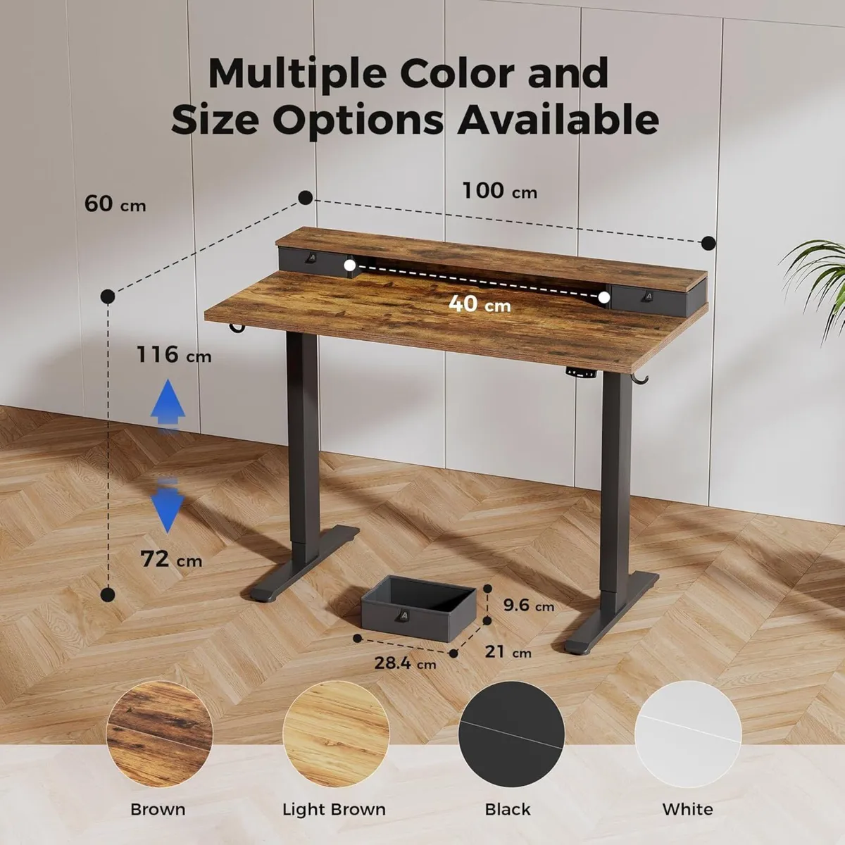 Electric Adjustable Height Desk with 2 Drawers - Image 2