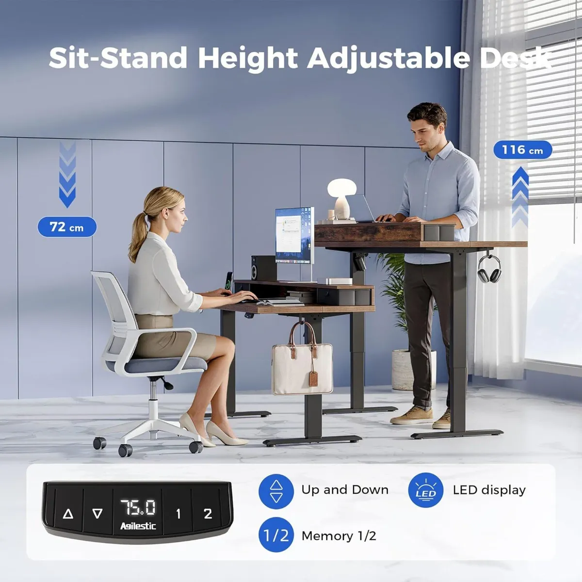 Electric Adjustable Height Desk with 2 Drawers - Image 3