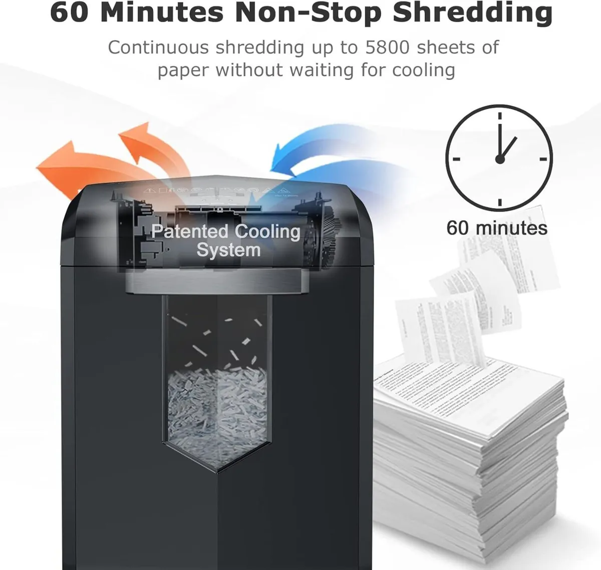 Heavy Duty Paper Shredder 60-Minute 18 Sheets - Image 3
