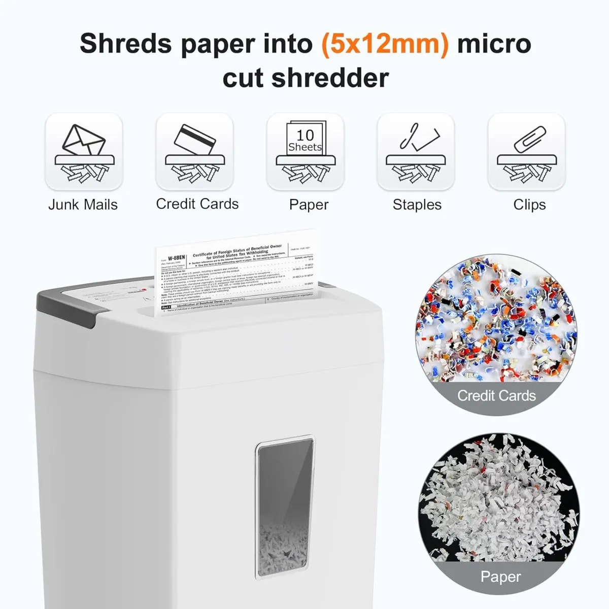 10 Sheet Micro Cut Paper Shredder for Home Office - Image 2