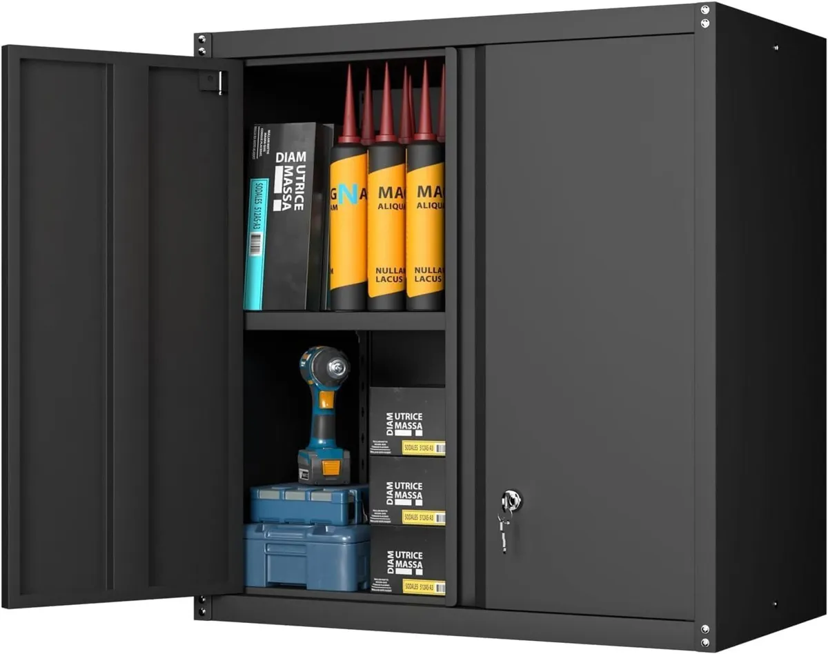 Metal Wall Cabinet Mounted Storage with Lock for - Image 1