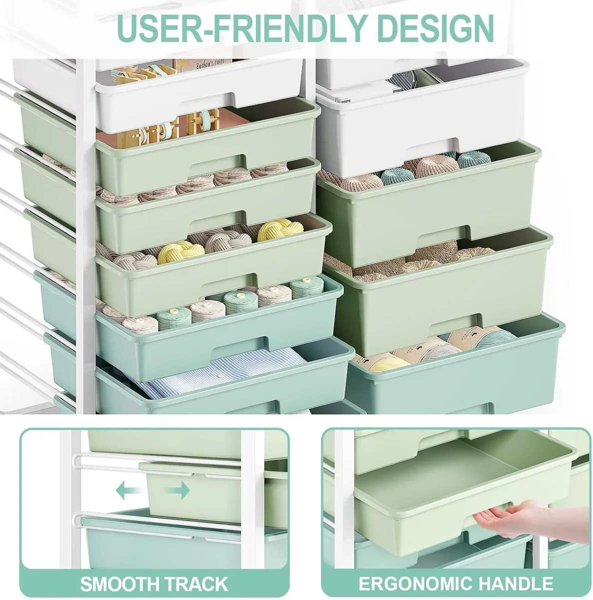 14-Drawer-Storage-Craft-Organizer-Trolley-Cart - Image 4