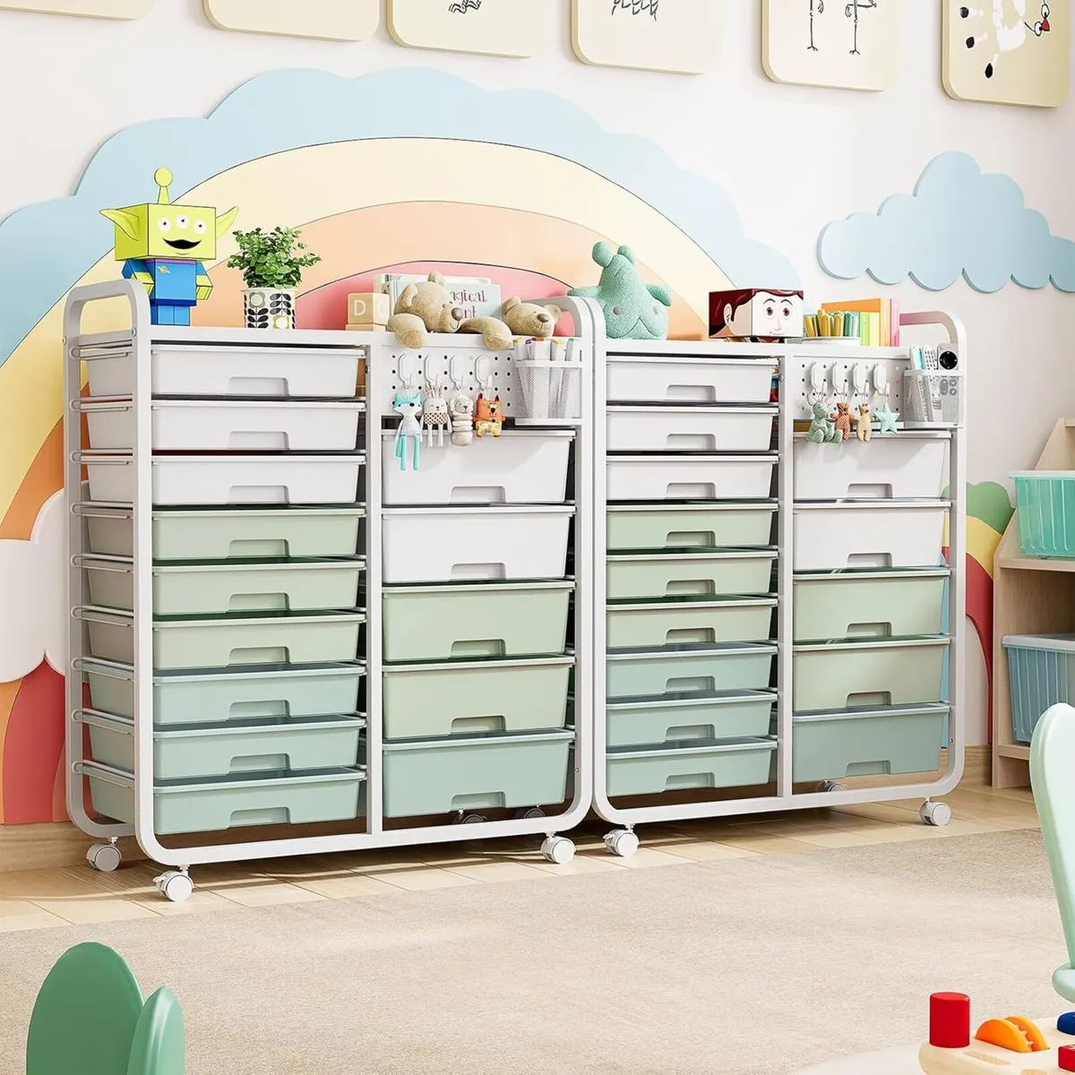 14-Drawer-Storage-Craft-Organizer-Trolley-Cart - Image 2