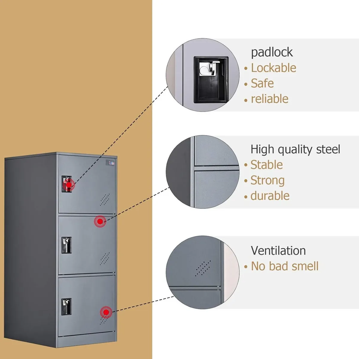 Vertical Single Tier Small Locker with Padlock - Image 4
