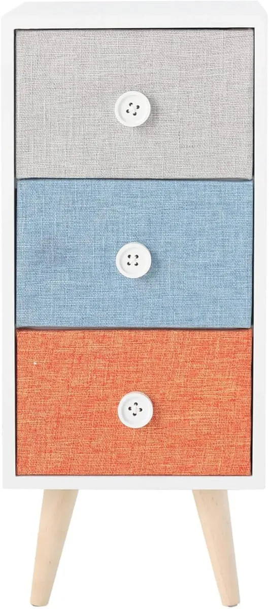 Nightstand 3 Drawers Bathroom Drawer Unit White - Image 1