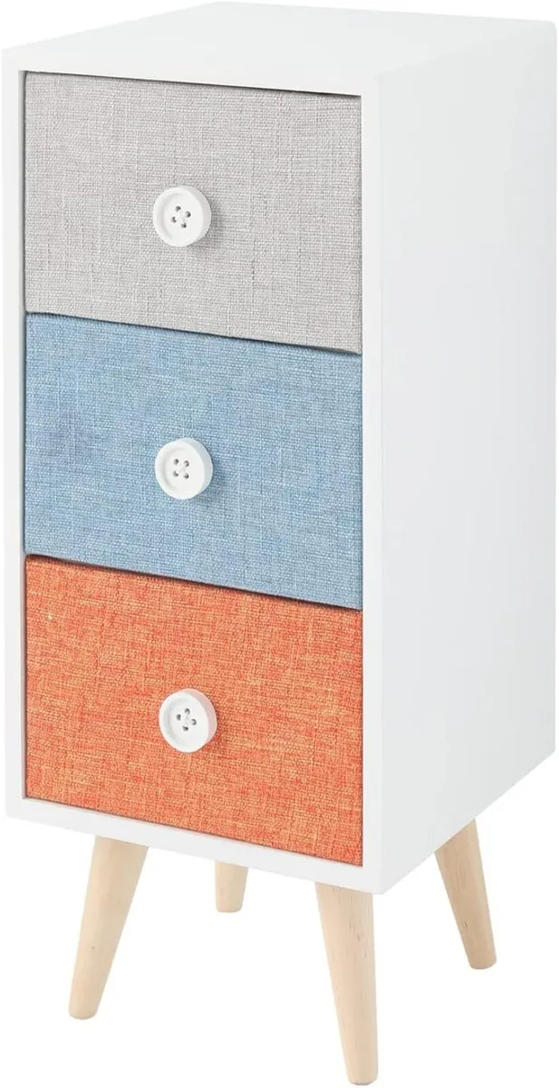 Nightstand 3 Drawers Bathroom Drawer Unit White - Image 4