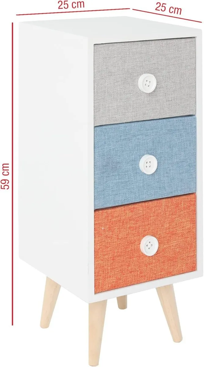 Nightstand 3 Drawers Bathroom Drawer Unit White - Image 3