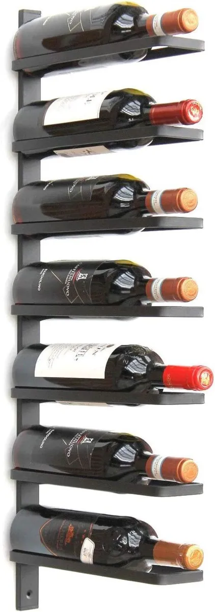 Wine Rack wall mounted 7 Bottles black Metal - Image 1
