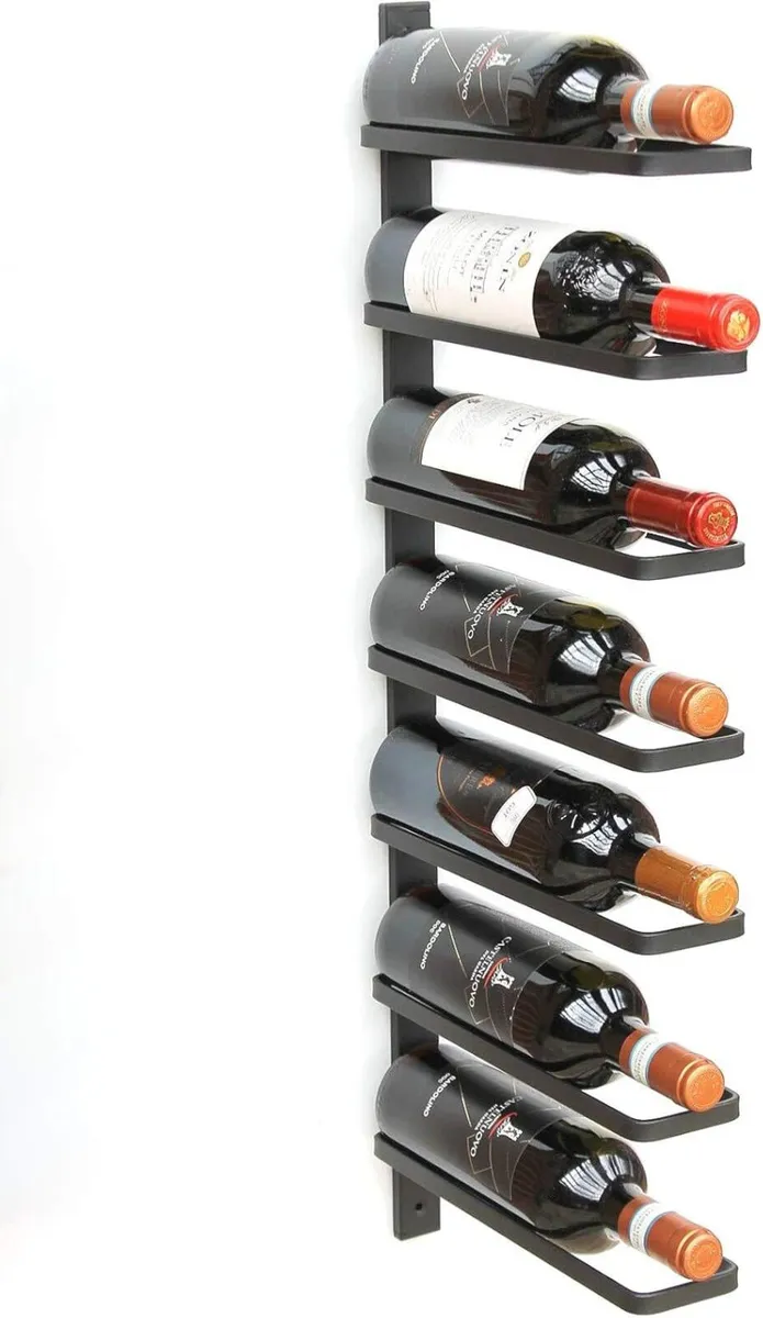 Wine Rack wall mounted 7 Bottles black Metal - Image 3