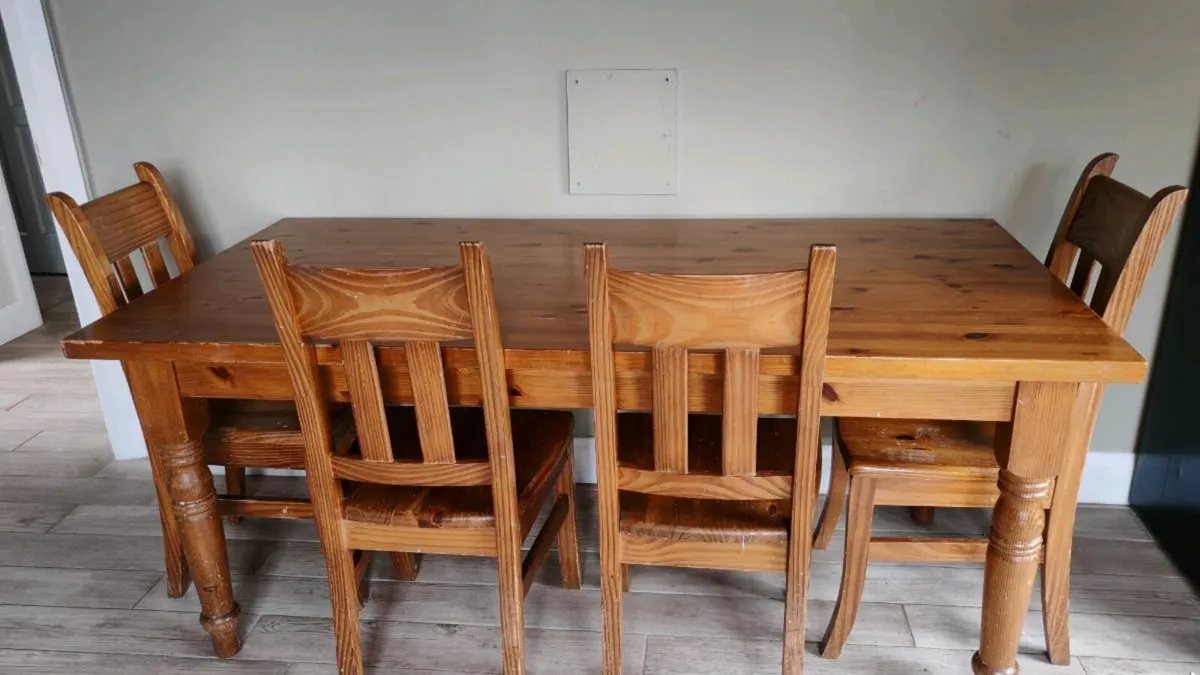 Solid Wood Dining Table and Chairs - Image 1
