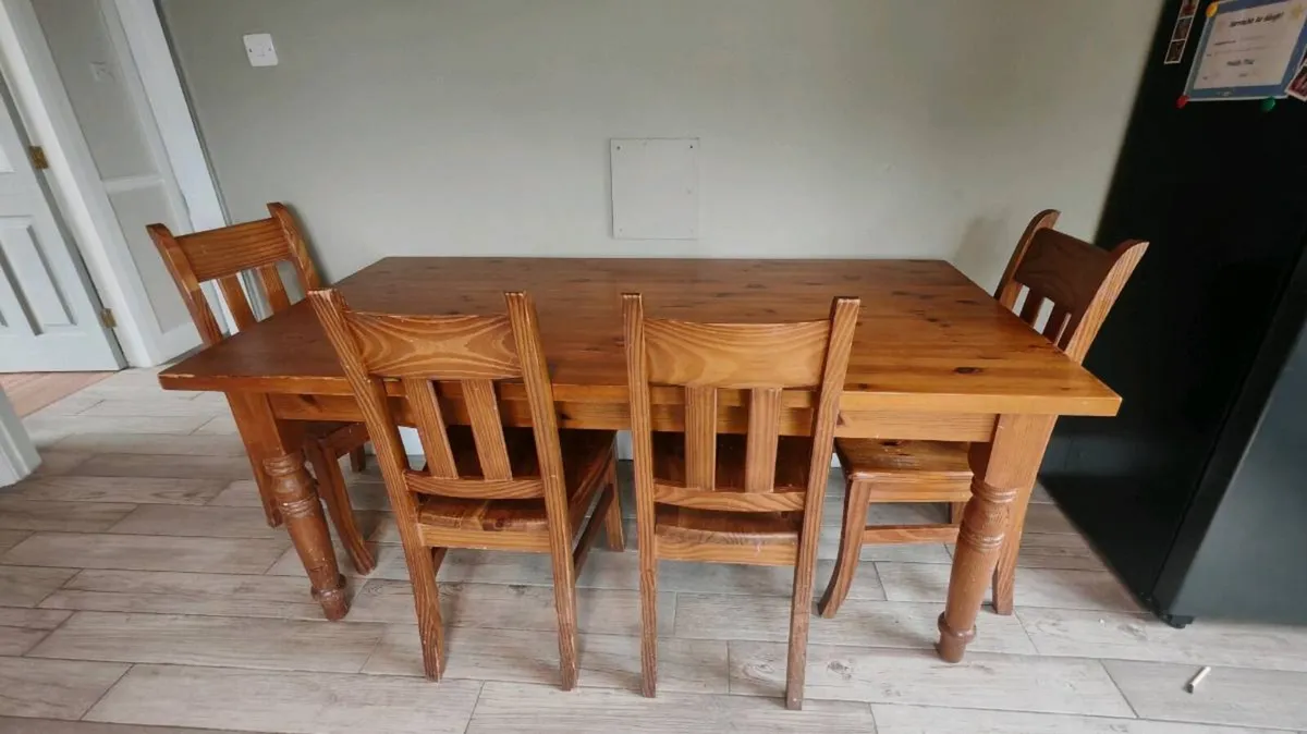 Solid Wood Dining Table and Chairs - Image 2