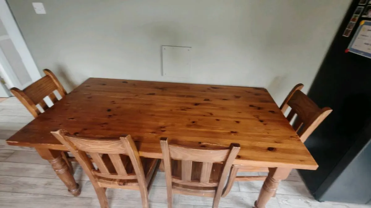 Solid Wood Dining Table and Chairs - Image 3