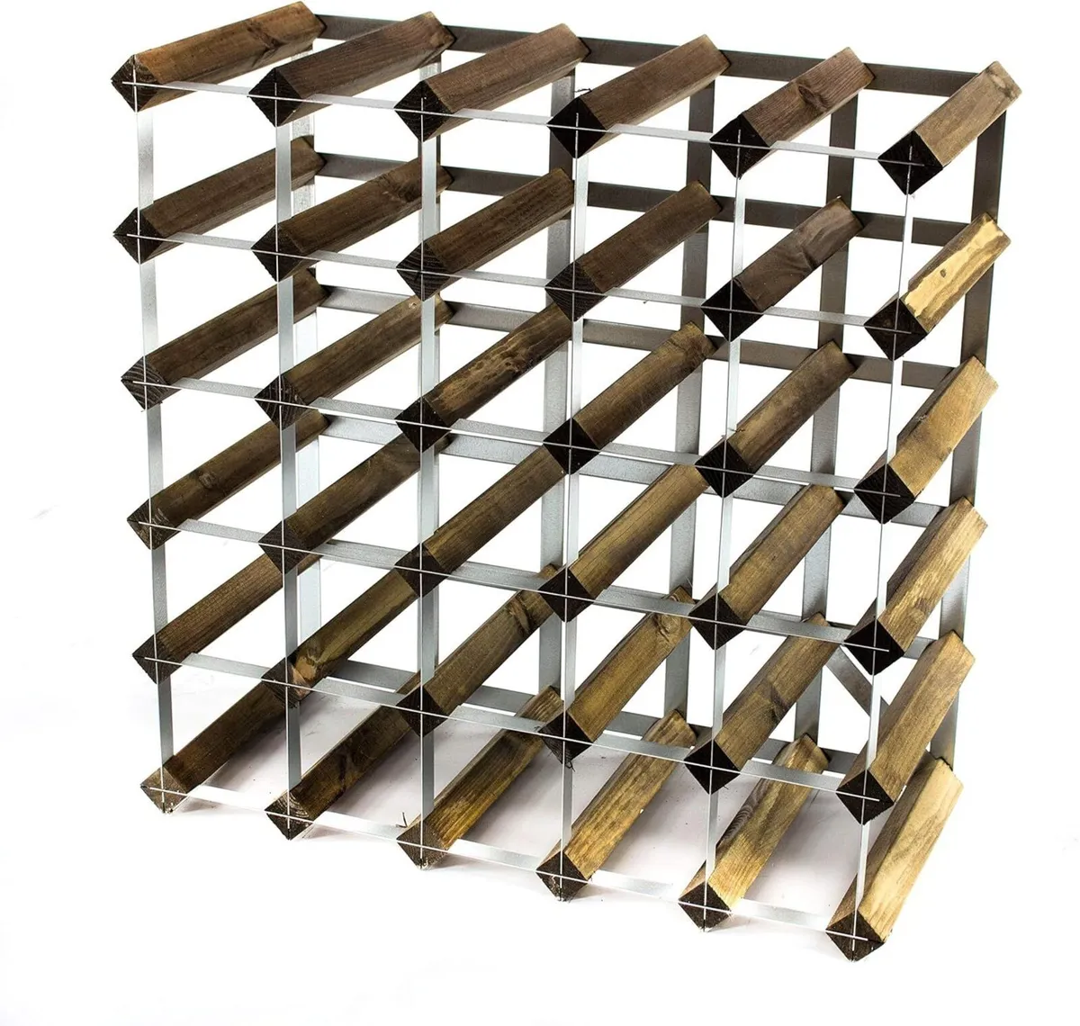 Classic 30 Bottle Walnut Stained Wood and - Image 3