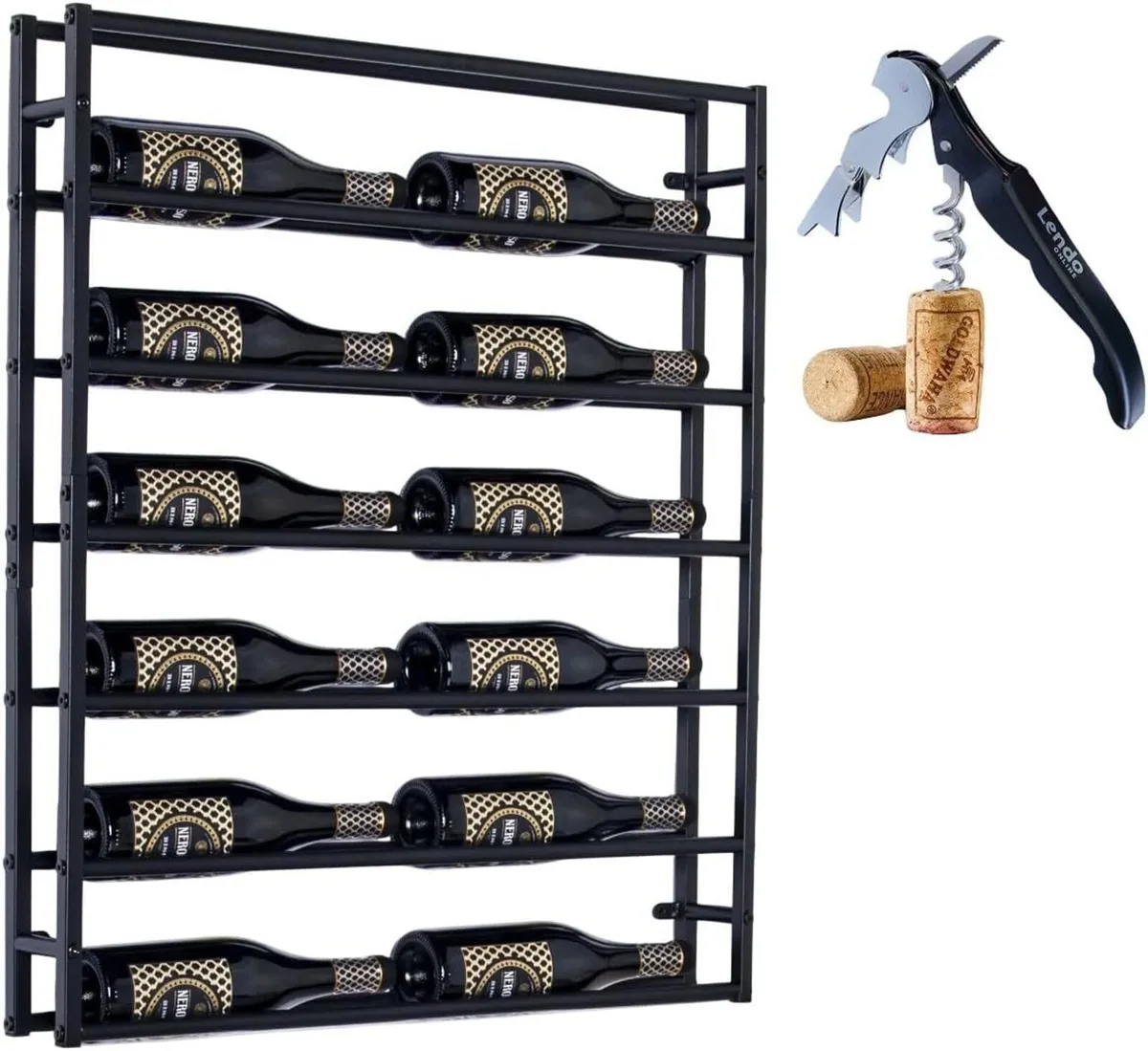 Wall wine rack - 12 bottles Industrial 73x10x84cm - Image 1