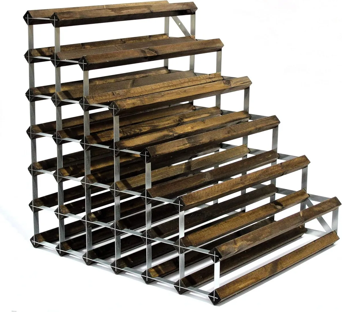 Double Depth 54 Bottle Dark Oak Stained Wood and - Image 2