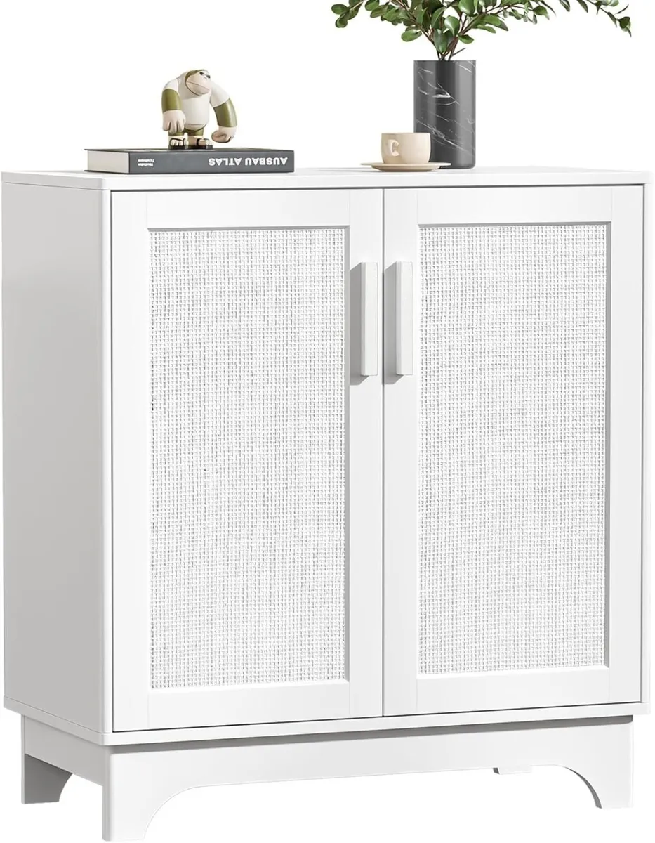 White Sideboard Wooden Buffet Storage Cabinet for - Image 1